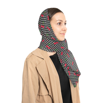 Fruit of the Spirit: Cherry Poly Scarf, Stylish Accessory, Lightweight Shade, Perfect for Gifting, Trendy Women's Fashion