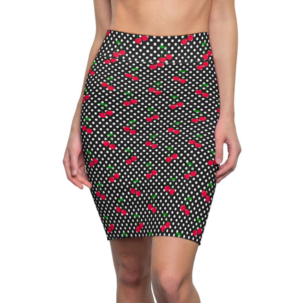 Skirt with cherry pattern on a white background