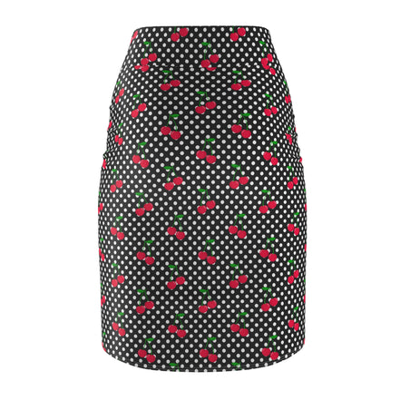 Skirt with cherry pattern on a white background