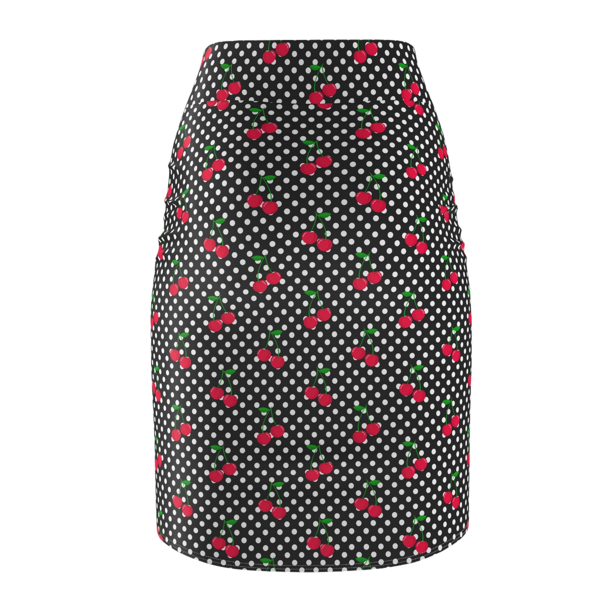 Skirt with cherry pattern on a white background