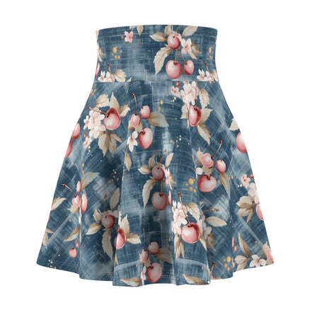 Floral and cherry patterned skirt on a white background