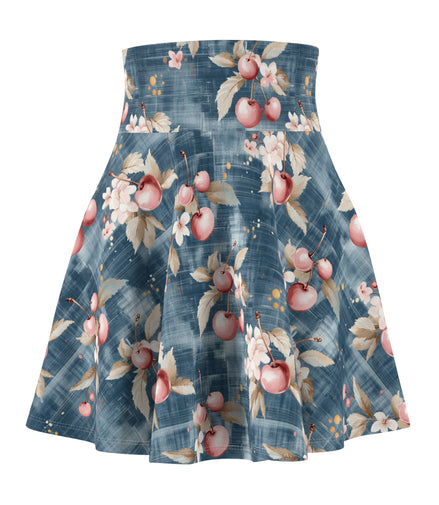 Floral and cherry patterned skirt on a white background