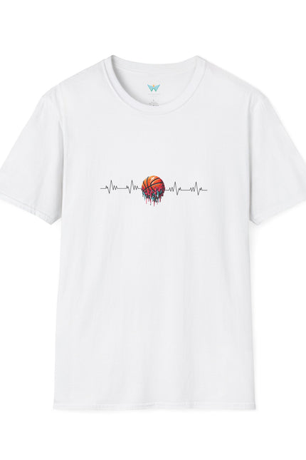 Basketball Heartbeat Unisex T-Shirt | Softstyle Tee for Sports Lovers, Gift for Him or her, Summer Vibes, Festival Wear, Casual Outfit
