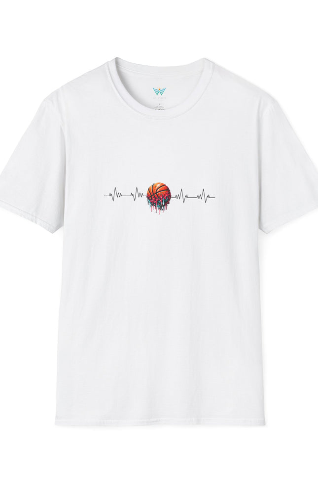Basketball Heartbeat Unisex T-Shirt | Softstyle Tee for Sports Lovers, Gift for Him or her, Summer Vibes, Festival Wear, Casual Outfit