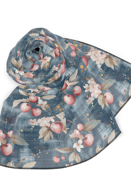 Floral Poly Scarf - Elegant Accessory for Fall, Gift for Her, Cozy Style Statement, Birthday Present, Year-Round Use