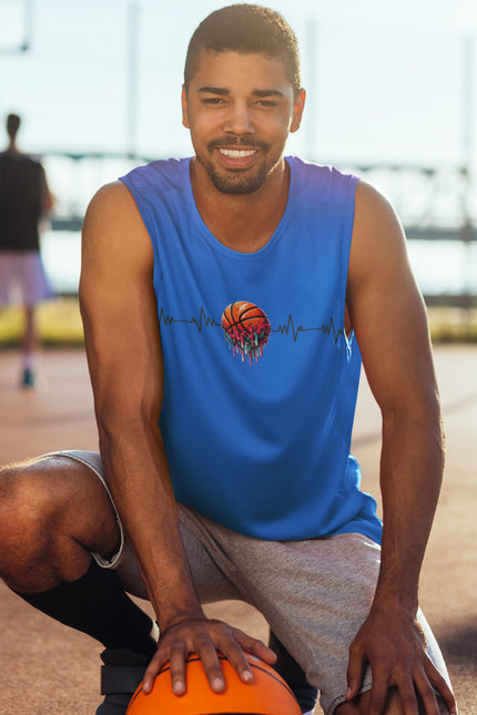 Basketball Heartbeat Tank Top | Unisex Cotton Gym Wear, Sports Enthusiast Gift, Summer Activewear, Fitness Apparel