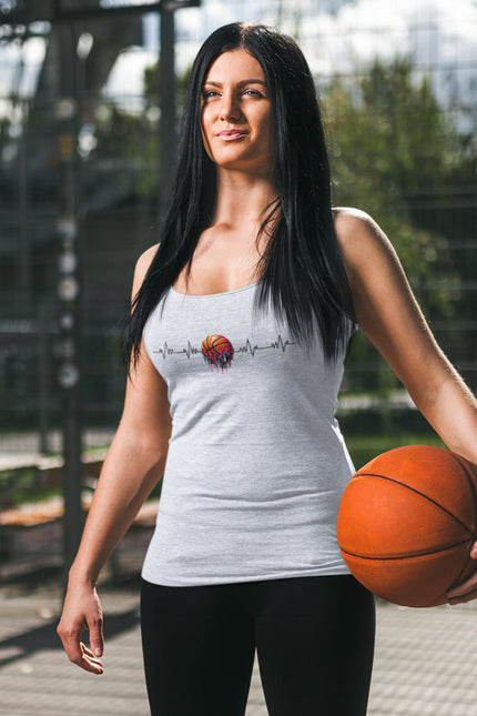 Basketball Heartbeat Tank Top | Unisex Cotton Gym Wear, Sports Enthusiast Gift, Summer Activewear, Fitness Apparel